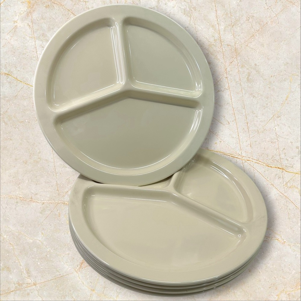 CARLISLE MELAMINE NKL102 OLD SCHOOL DIVIDED 10" PLATES TAN KINGLINE SET OF 5